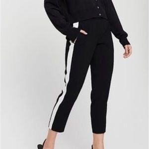 BABATON size 8, cohen dress pants, black with cream stripe